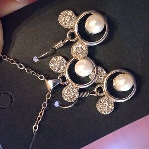 Homemade Disney Silver Pearl Jewelry Set 🩶